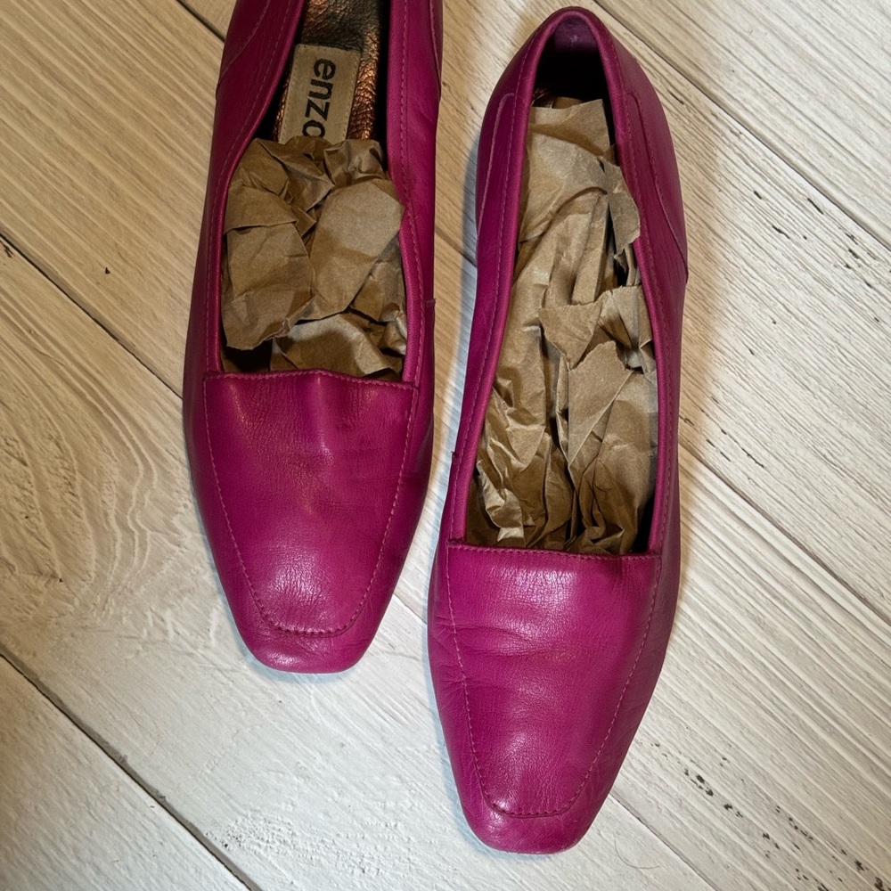 Enzo Angiolini Pink Soft Leather Square Toe Flats 6.5 Balletcore Chic